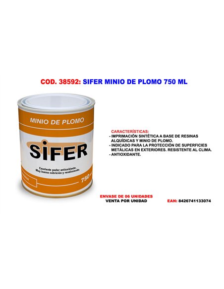 Sifer Minio di Piombo 750 ml - Vernice Tecnica di Alta Qualità