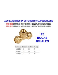 Accesorio de latón para conexión externa, formato 20 mm