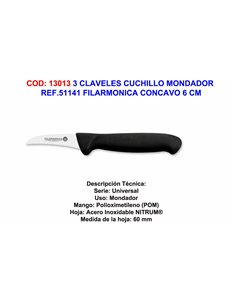 Cuchillo mondador 3 Claveles filarmónica cóncavo 6 cm