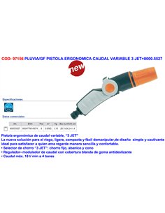Pistola ergonómica de riego con caudal variable 3 jets