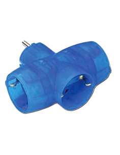 Adattatore triplo Schuko trasparente blu 77512