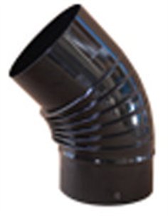 Estufa cotovelo vitrificado preto 850° rizado 45° de 150