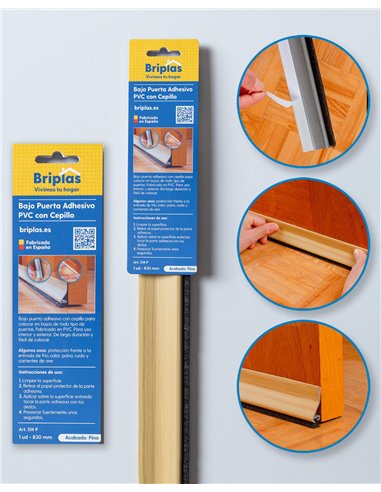 Adhesive PVC Door Bottom Seal with Brush 93 cm Frosted Glass