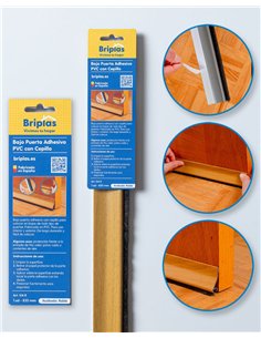 Adhesive PVC Door Sweep with Brush 93 cm Oak