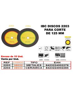 Disco de Corte Metales IBC FINSTOCK 125mm Acero