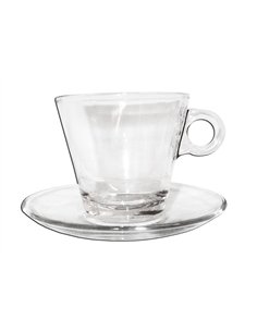 Taza de cristal Finstock Eco Nadia 28cl con plato - Set de 4