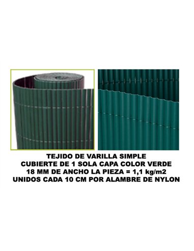 Bambú Caño PVC 1 Cara 18 mm Color Verde 150x500 cm