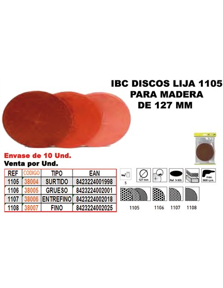 IBC FINSTOCK 127mm Sanding Discs for Wood - 5 Pack