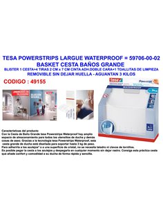 Tesa Finstock Powerstrips Long Waterproof Bathroom Basket