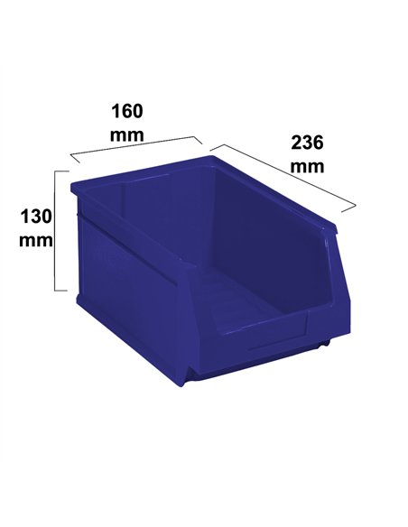 stackable industrial bin blue 236x160 mm
