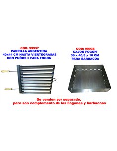 Argentin grill 40x44 cm with grease drain and handles for fire pit