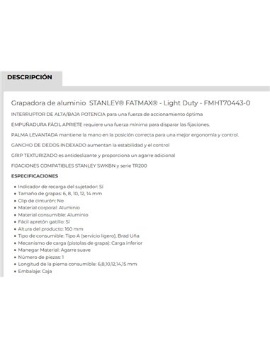Agrafeuse Stanley FatMax LD pour agrafes et clous
