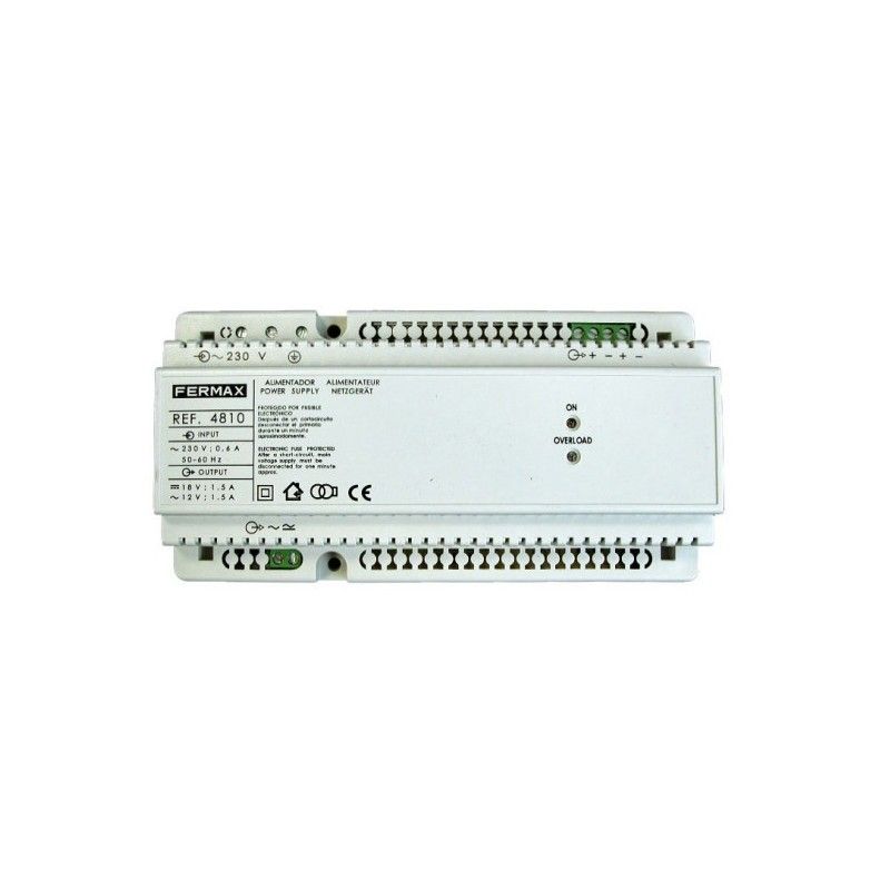 ALIMENTATORE 18VDC/1,5 A-12VCA/1,5 A DIN10. FERMAX 4810