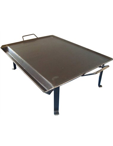 Plaque de Cuisson en Acier 4 mm avec 2 Poignées et Pieds