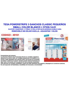Tesa Finstoc Powerstrips 3 ganchos pequeños blancos con 4 tiras