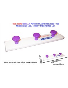Cintre en PVC violet avec 3 crochets 320x60x12mm
