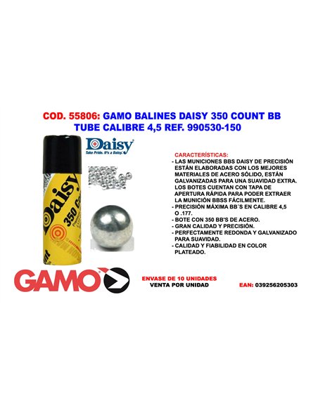 Daisy Gamo Pellets Tube 350 Ball 4.49 Air Rifle/Pistol