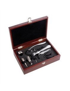 Estuche de regalo de madera para accesorios de vino - 5 piezas
