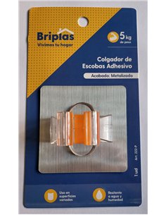 Colgador de escobas plástico adhesivo transparente 1 unidad