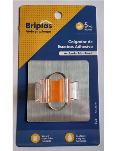 Supporto adesivo per scope in plastica trasparente 1 unità