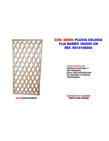 Celosía fija de bambú 180x90 cm