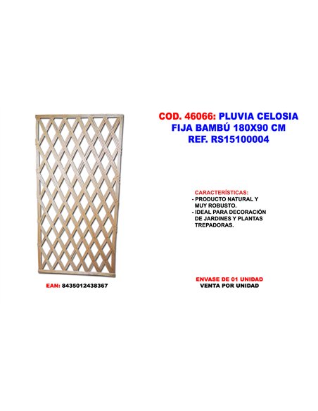 Celosía fija de bambú 180x90 cm