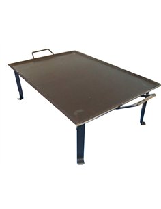 Grillplatte aus Stahl 4 mm mit 2 Metallgriffen und Beinen