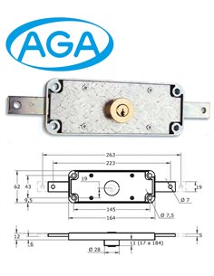 Roller and tilting door lock in polished steel