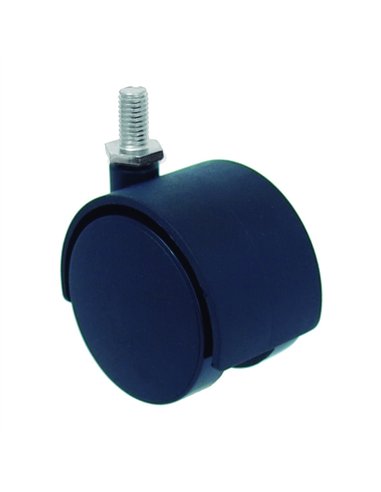 Roda de Mobiliário 40mm Nylon Preto Espiga 8x15