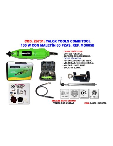 Talox Combitool 135 W Multi-Tool with Case and 60 Pieces
