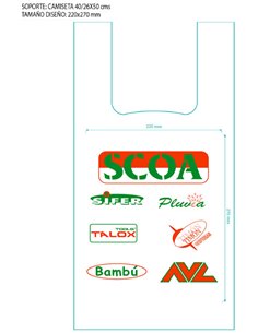 Sacolas de plástico SCOA 100 unidades camiseta 40/26x50 cm