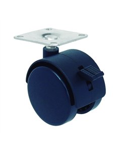 Roda de Mobiliário 40mm Nylon Preto com Placa de Freio 30kg