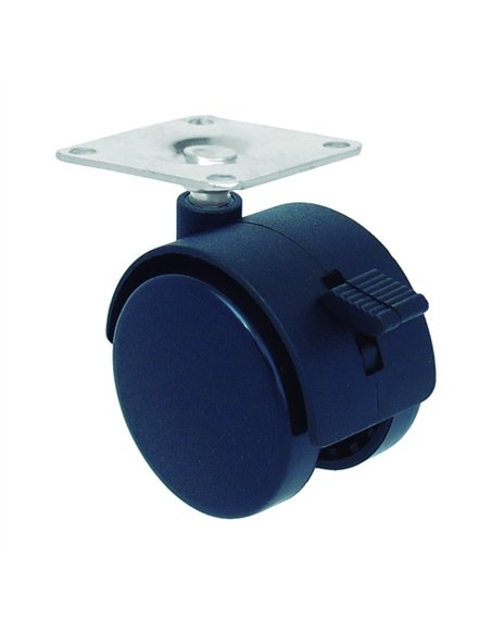 40mm Schwarzer Nylon Möbelrollen mit Bremsplatte 30kg