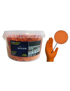 Luvas de Nitrilo Extraresistentes 8M Laranja Dune Cubo 150U T-L