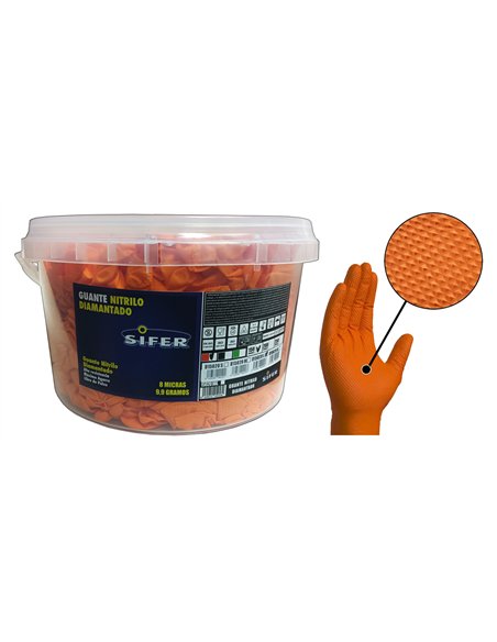 Luvas de Nitrilo Extraresistentes 8M Laranja Dune Cubo 150U T-L