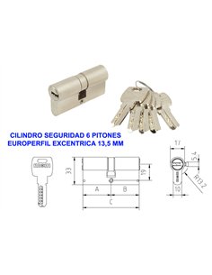 Cilindro de Seguridad Europerf AS6PN-60 30x30 Níquel
