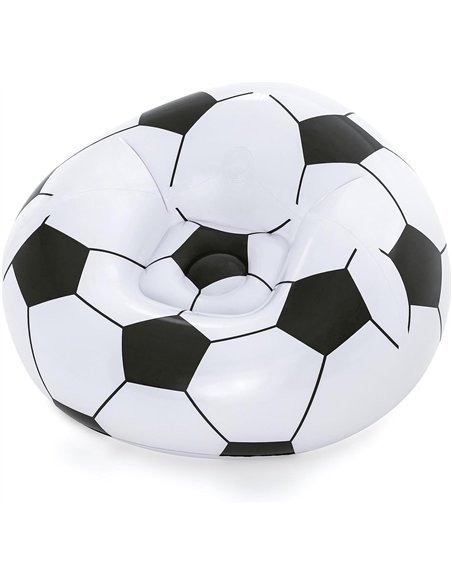 Puf hinchable balón de fútbol blanco 1.12x66x1.14 m