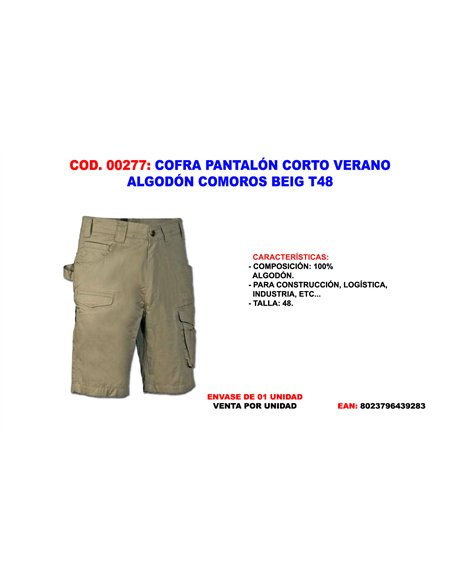 Short d'été Cofra Finstock en coton beige T48