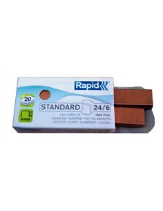 Grapas Rapid Cobreadas 22/6-24/6 Caixa 1000 Und