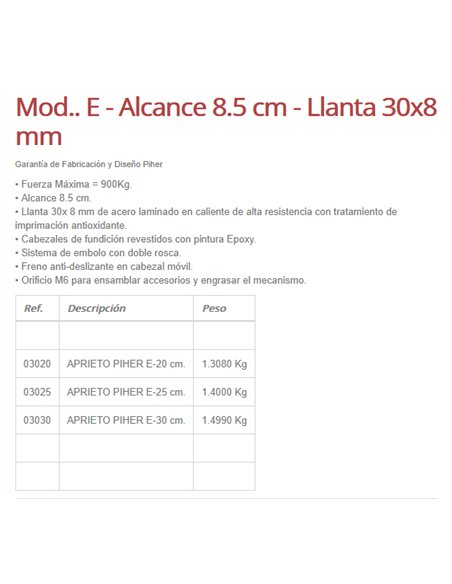 Torniquete de acero 30x8 mm con mango en cruz de 20 cm