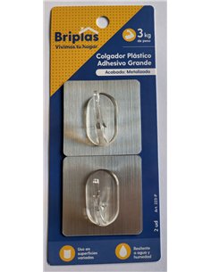 Adhesive plastic chrome hook for kitchen and bathroom 2 units