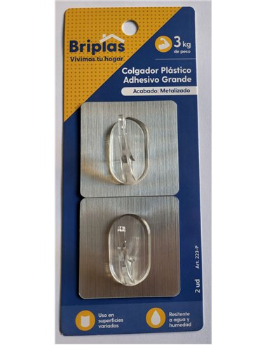 Adhesive plastic chrome hook for kitchen and bathroom 2 units
