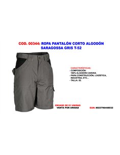 pantalone corto in cotone grigio saragossa T-52
