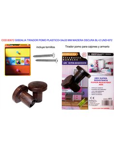 Tirador Fins Pomo de Madera 34x33 mm