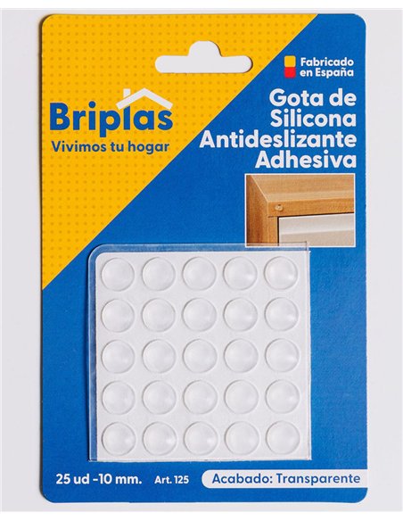 Briplas Goutte Silicone Adhésif Antidérapant 25 U 10 mm