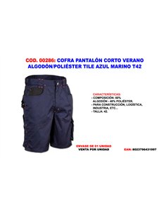 Calça curta de verão em algodão/poliéster azul marinho T42