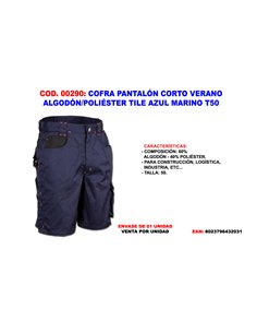 Pantalón corto Cofra Finstock verano algodón/poliéster azul marino T50