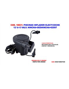 Car 12V Inflatable Pool Pump with 3 Inflation and Deflation Valves