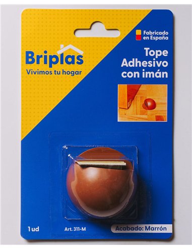 Fermaporta adesivo sferico con magnete marrone
