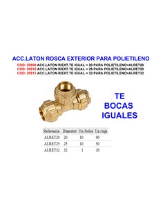 Brass accessory for external connection, equal to 32 for polyethylene